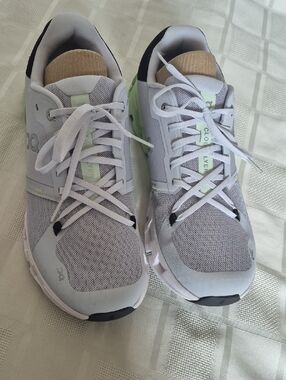 On Running Light Gray and Mint Green Running Sneakers